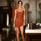 KNIT SHORT DRESS RUSSET