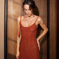 KNIT SHORT DRESS RUSSET