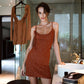 KNIT SHORT DRESS RUSSET