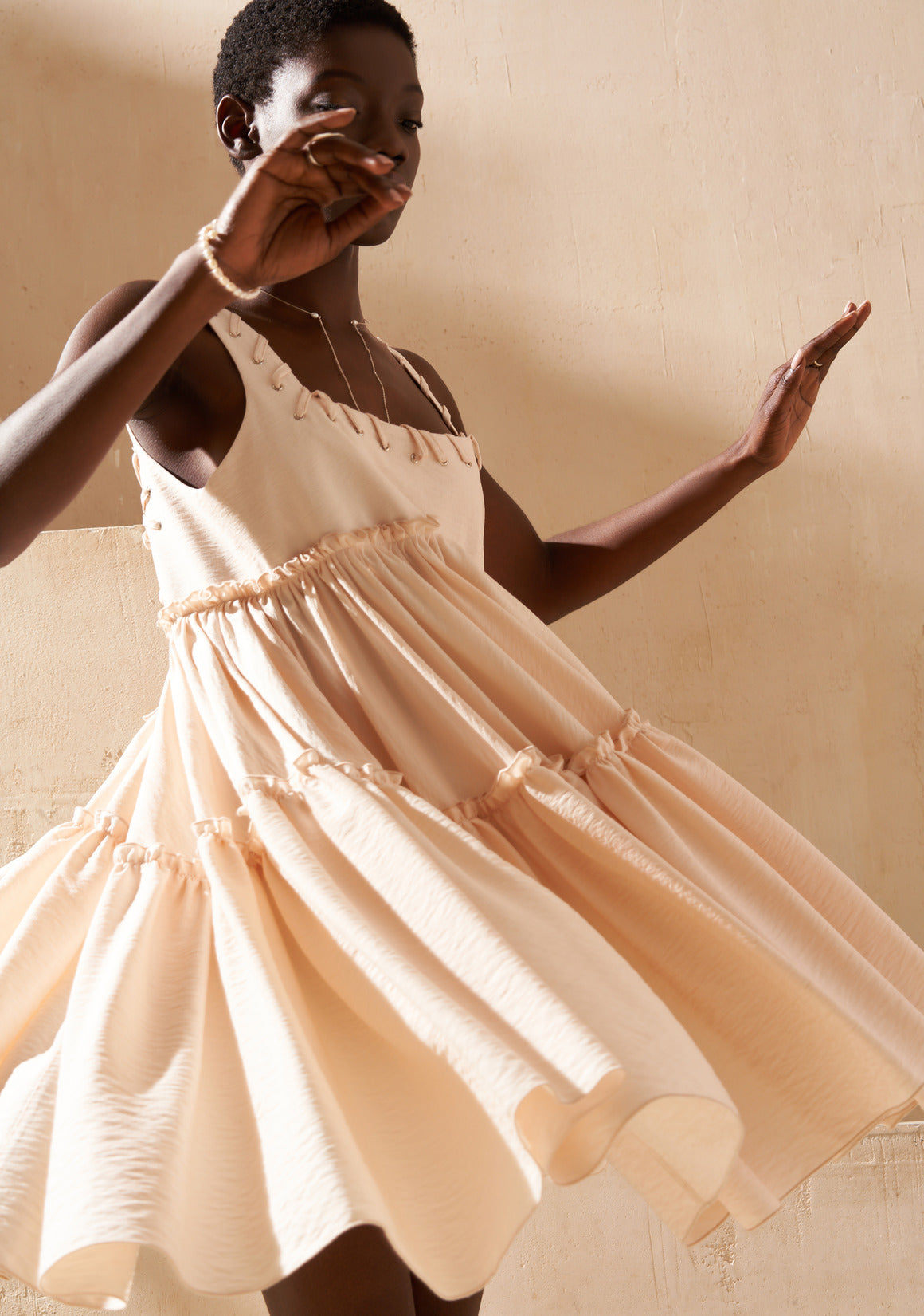 chinese dress ladies Steph Mini Dress, in Shell Linen, Size: 2XL main image 1